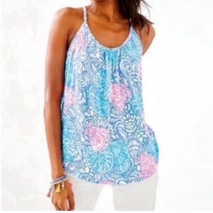 Lilly Pulitzer Lacy Tank Top -Size Medium-Blue Haven Raising Shell